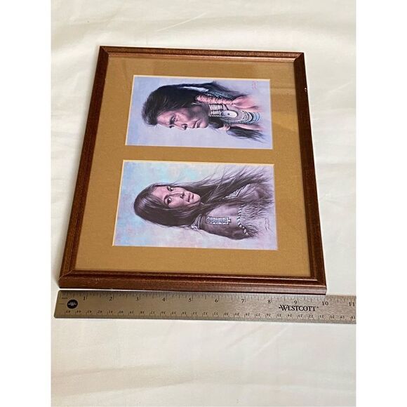 Vintage Bill Hampton Native American Side by Side Prints Framed 10in L x 13.5inW - Picture 10 of 10